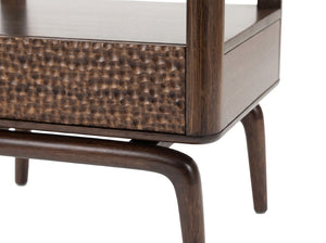 Greenington Zeva Solid Bamboo Nightstand Sculptural Drawer Open Shelf Modern Bedroom Storage GZA003BL