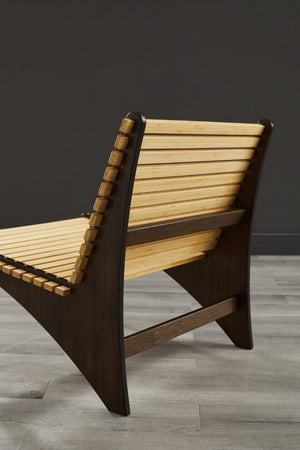 Greenington Zen Solid Moso Bamboo Lounge Chair Sculptural Eco Friendly Seat for Living Rooms Black Walnut GZN001BL