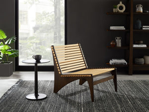 Greenington Zen Solid Moso Bamboo Lounge Chair Sculptural Eco Friendly Seat for Living Rooms Black Walnut GZN001BL