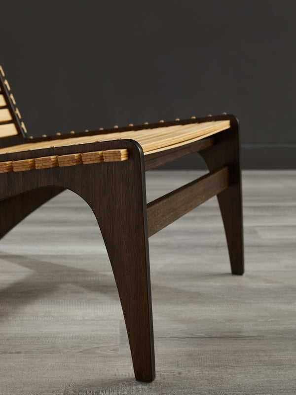 Greenington Zen Solid Moso Bamboo Lounge Chair Sculptural Eco Friendly Seat for Living Rooms Black Walnut GZN001BL