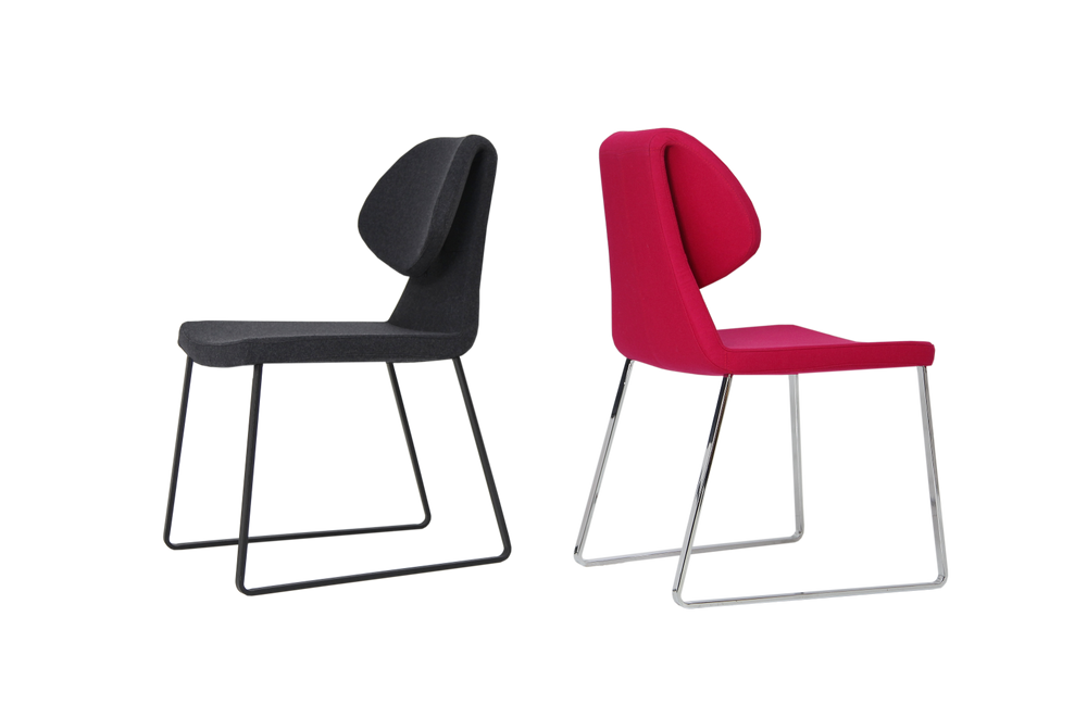 Soho Concept Gakko Slide Chair - Modern Dining Chair In Camira Blazer Wool, 10-year Guarantee, Black & Grey Chrome,Black,Dark Grey,Pink  Soho-concept-dining-chair-03720