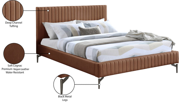 Gallo Cognac Vegan Leather Queen Bed GalloCognac-Q Meridian Furniture