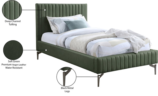 Gallo Green Vegan Leather Twin Bed GalloGreen-T Meridian Furniture
