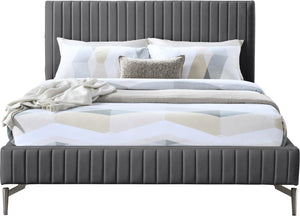 Gallo Dark Grey Vegan Leather Queen Bed GalloGrey-Q Meridian Furniture