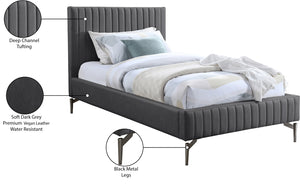 Gallo Dark Grey Vegan Leather Twin Bed GalloGrey-T Meridian Furniture