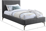 Gallo Dark Grey Vegan Leather Twin Bed GalloGrey-T Meridian Furniture