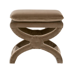 Gaston Ottoman - Luxurious Caramel Velvet Accent Piece with Versatile X-Base Design for Any Space