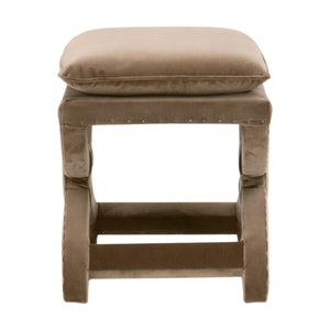 Gaston Ottoman - Luxurious Caramel Velvet Accent Piece with Versatile X-Base Design for Any Space