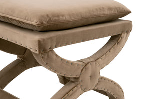 Gaston Ottoman - Luxurious Caramel Velvet Accent Piece with Versatile X-Base Design for Any Space