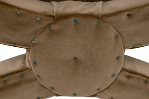 Gaston Ottoman - Luxurious Caramel Velvet Accent Piece with Versatile X-Base Design for Any Space