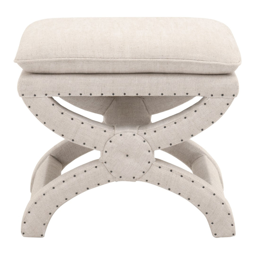 Essentials For Living Gaston Ottoman – Versatile Seating & Storage Solution With Creamy Beige Linen And Unique "X" Base Design  Plywood 6437up.Bis-bt