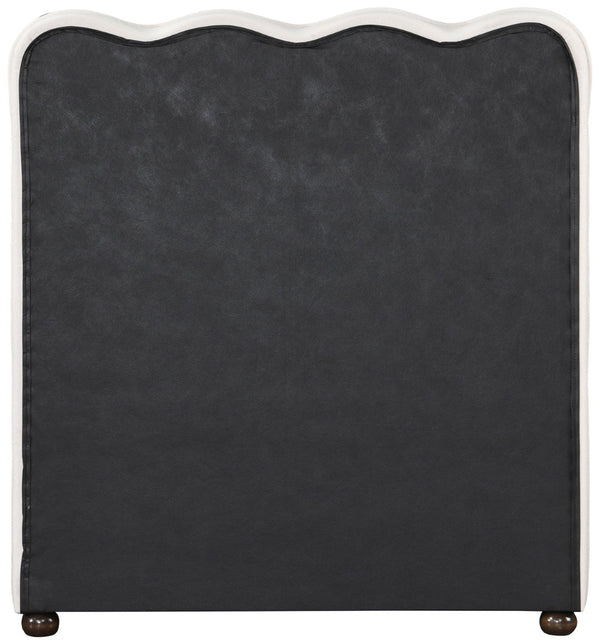 Meridian Furniture Gatsby Twin Trundle Bed Scalloped Curved Velvet Upholstered Frame for Guest Bedroom Cream GatsbyCream-T