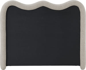 Meridian Furniture Gavin Chenille Upholstered Full Bed Curved Arch Art Deco Headboard for Elegant Bedrooms Beige GavinBeige-F