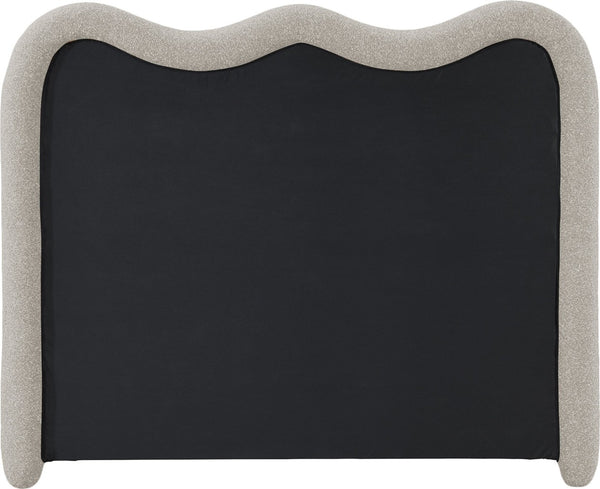 Meridian Furniture Gavin Chenille Upholstered Full Bed Curved Arch Art Deco Headboard for Elegant Bedrooms Beige GavinBeige-F