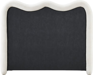 Meridian Furniture Gavin Chenille Upholstered Full Bed Curved Arch Art Deco Headboard for Elegant Bedrooms Cream GavinCream-F