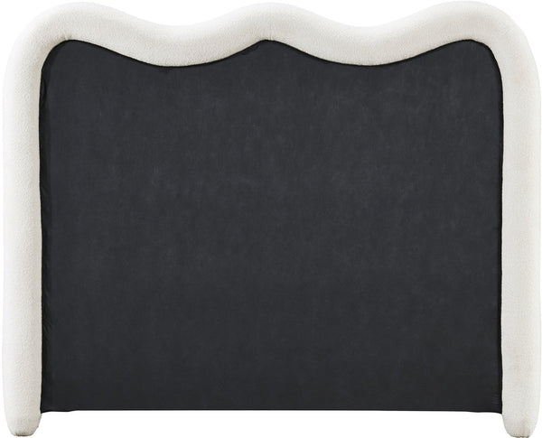 Meridian Furniture Gavin Chenille Upholstered Full Bed Curved Arch Art Deco Headboard for Elegant Bedrooms Cream GavinCream-F