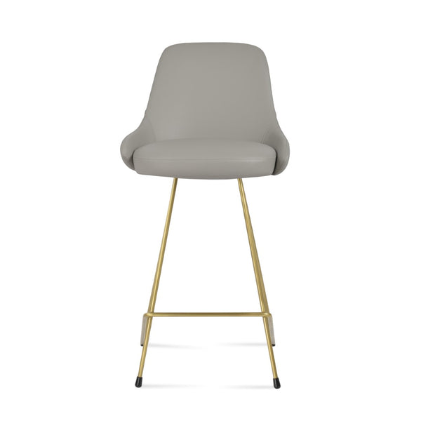 Soho Concept Gazel Cat- Stylish Bar & Counter Stools With Soft Leatherette Upholstery, 2-year Guarantee, Modern Design Brass,Light Grey  Soho-concept-dining-chair-08802