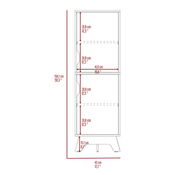 English Elm Pamplona Microwave Tall Cabinet with Countertop, Light Oak & White Double-Door Storage, 4 Shelves B20092108