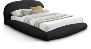 Meridian Furniture Genesis Faux Shearling Upholstered Full Bed Floating Low Profile Frame Rounded Headboard Black GenesisBlack-F