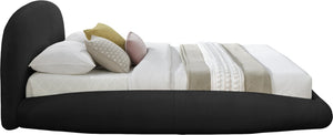 Meridian Furniture Genesis Faux Shearling Upholstered Full Bed Floating Low Profile Frame Rounded Headboard Black GenesisBlack-F