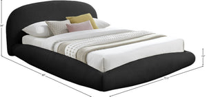 Meridian Furniture Genesis Upholstered Queen Platform Bed Floating Low Profile Plush Sherpa Bedroom Frame Black GenesisBlack-Q