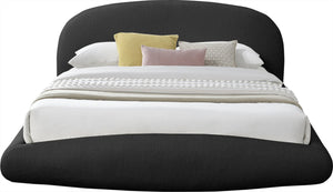 Meridian Furniture Genesis Upholstered Queen Platform Bed Floating Low Profile Plush Sherpa Bedroom Frame Black GenesisBlack-Q