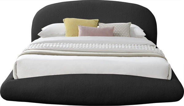 Meridian Furniture Genesis Upholstered Queen Platform Bed Floating Low Profile Plush Sherpa Bedroom Frame Black GenesisBlack-Q