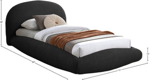 Meridian Furniture Genesis Faux Shearling Upholstered Twin Bed Plush Teddy Fabric Modern Floating Platform Frame Black GenesisBlack-T