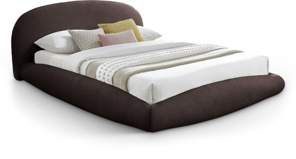 Meridian Furniture Genesis Plush Teddy Upholstered King Bed with Floating Base and Sculptural Wraparound Frame Brown GenesisBrown-K