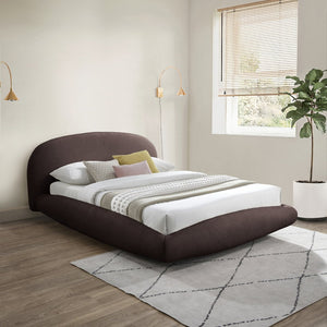 Meridian Furniture Genesis Plush Teddy Upholstered King Bed with Floating Base and Sculptural Wraparound Frame Brown GenesisBrown-K