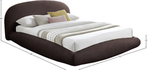 Meridian Furniture Genesis Upholstered Queen Platform Bed Floating Low Profile Plush Sherpa Bedroom Frame Brown GenesisBrown-Q