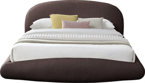 Meridian Furniture Genesis Upholstered Queen Platform Bed Floating Low Profile Plush Sherpa Bedroom Frame Brown GenesisBrown-Q