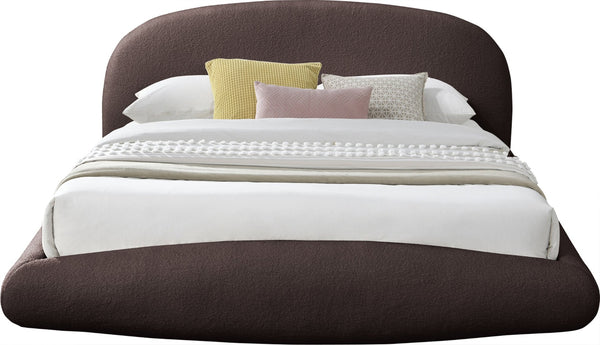 Meridian Furniture Genesis Upholstered Queen Platform Bed Floating Low Profile Plush Sherpa Bedroom Frame Brown GenesisBrown-Q