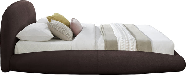 Meridian Furniture Genesis Upholstered Queen Platform Bed Floating Low Profile Plush Sherpa Bedroom Frame Brown GenesisBrown-Q