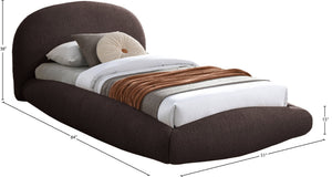 Meridian Furniture Genesis Faux Shearling Upholstered Twin Bed Plush Teddy Fabric Modern Floating Platform Frame Brown GenesisBrown-T