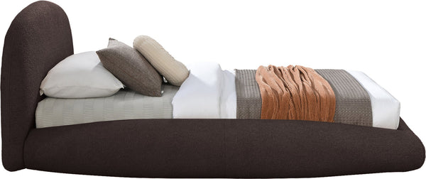Meridian Furniture Genesis Faux Shearling Upholstered Twin Bed Plush Teddy Fabric Modern Floating Platform Frame Brown GenesisBrown-T