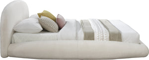 Meridian Furniture Genesis Upholstered Queen Platform Bed Floating Low Profile Plush Sherpa Bedroom Frame Cream GenesisCream-Q