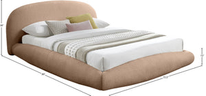 Meridian Furniture Genesis Upholstered Queen Platform Bed Floating Low Profile Plush Sherpa Bedroom Frame Beige GenesisTan-Q