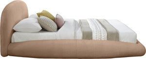 Meridian Furniture Genesis Upholstered Queen Platform Bed Floating Low Profile Plush Sherpa Bedroom Frame Beige GenesisTan-Q