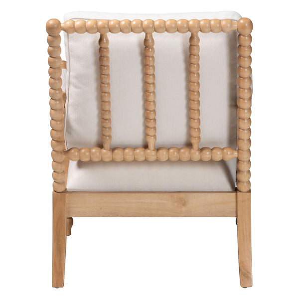 Bali & Pari Gracie Solid Acacia Bobbin Spindle Accent Chair with Upholstered Arms