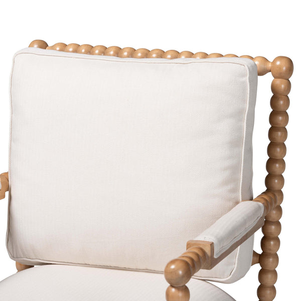 Bali & Pari Gracie Solid Acacia Bobbin Spindle Accent Chair with Upholstered Arms