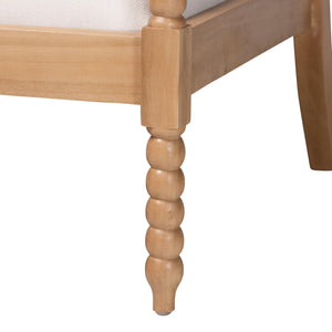 Bali & Pari Gracie Solid Acacia Bobbin Spindle Accent Chair with Upholstered Arms