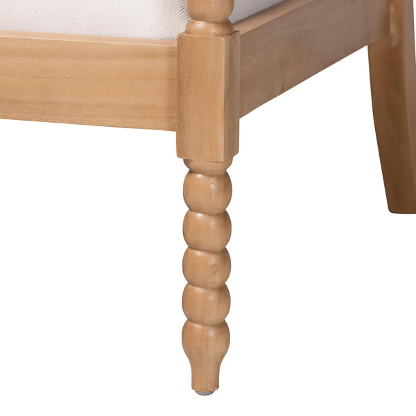 Bali & Pari Gracie Solid Acacia Bobbin Spindle Accent Chair with Upholstered Arms