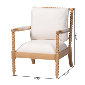 Bali & Pari Gracie Solid Acacia Bobbin Spindle Accent Chair with Upholstered Arms