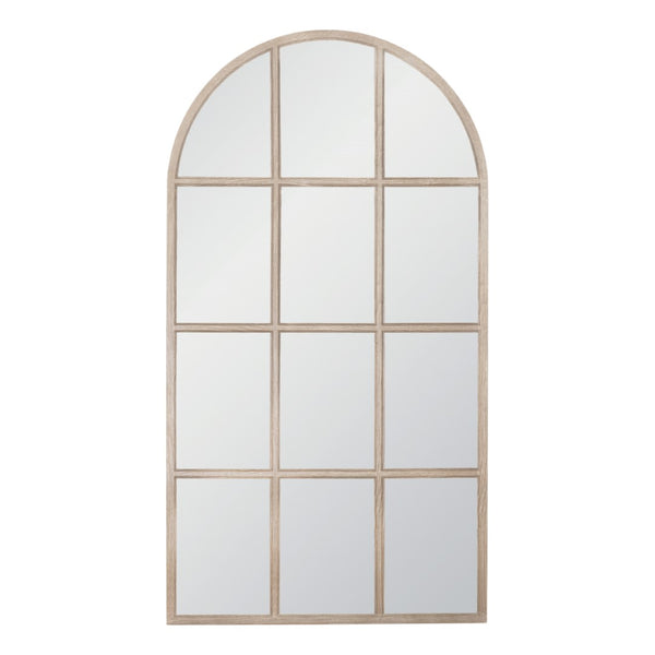 Essentials For Living Grid Arched Mirror - Oversized Transitional Design With Solid Oak Frame & Elegant Gray Finish, 84” High Natural Gray Oak Solid Oak Wood,Plywood,Glass 6691.Ng