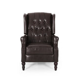 Christopher Knight Home® Elizabeth Brown Recliner with Tufted Diamond Design and Birch Wood Legs - Cozy and Stylish Armchair for Living Room, Office, Bedroom - 28.5