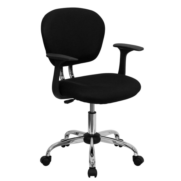 English Elm Beverly Mid-Back Mesh Task Chair with Chrome Base - Comfortable Office Seating for Productivity & Style Black H-2376-F-BK-ARMS-GG