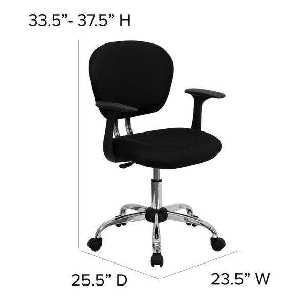 English Elm Beverly Mid-Back Mesh Task Chair with Chrome Base - Comfortable Office Seating for Productivity & Style Black H-2376-F-BK-ARMS-GG