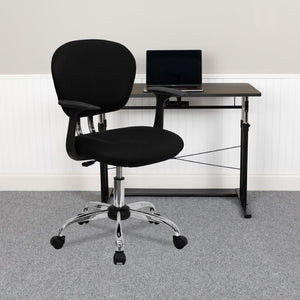 English Elm Beverly Mid-Back Mesh Task Chair with Chrome Base - Comfortable Office Seating for Productivity & Style Black H-2376-F-BK-ARMS-GG