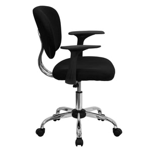 English Elm Beverly Mid-Back Mesh Task Chair with Chrome Base - Comfortable Office Seating for Productivity & Style Black H-2376-F-BK-ARMS-GG